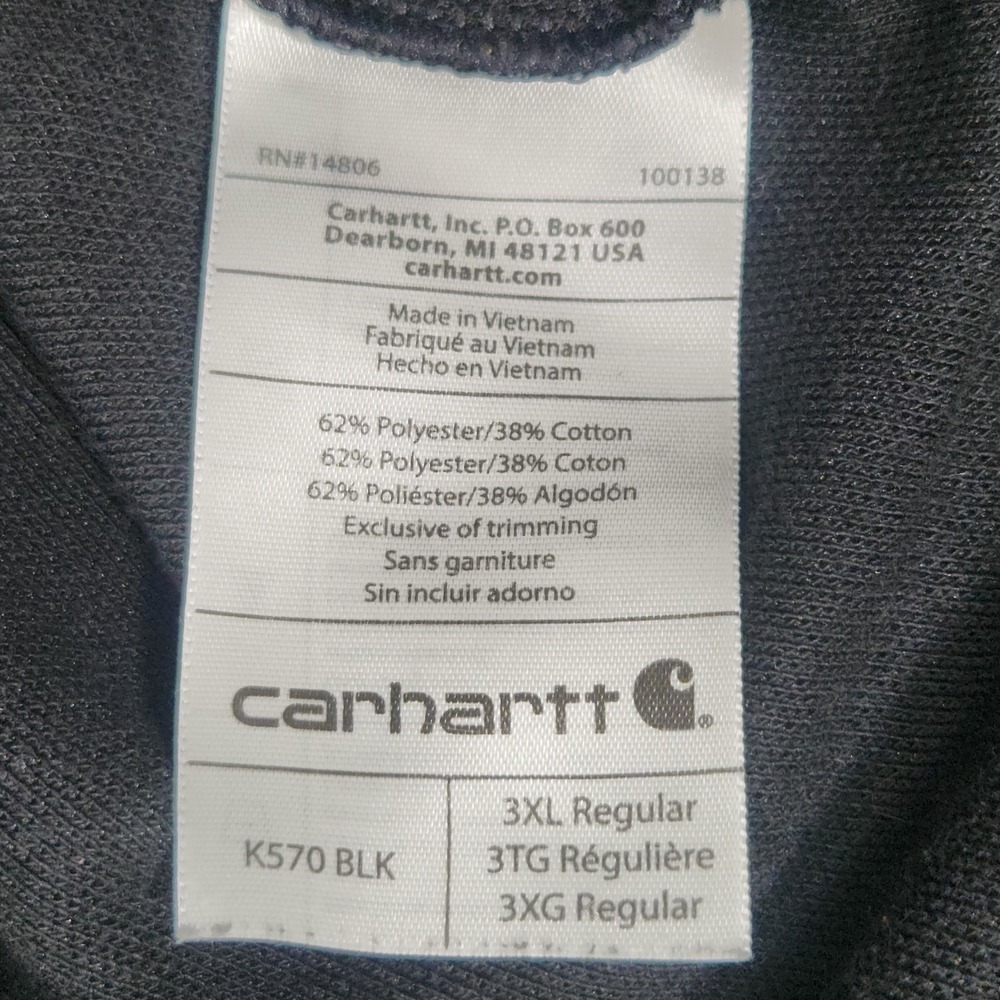 2018 Carhartt Shirt Mens 3XL Black Original Fit Pocket Polo‎ K570 BLK - Picture 6 of 8